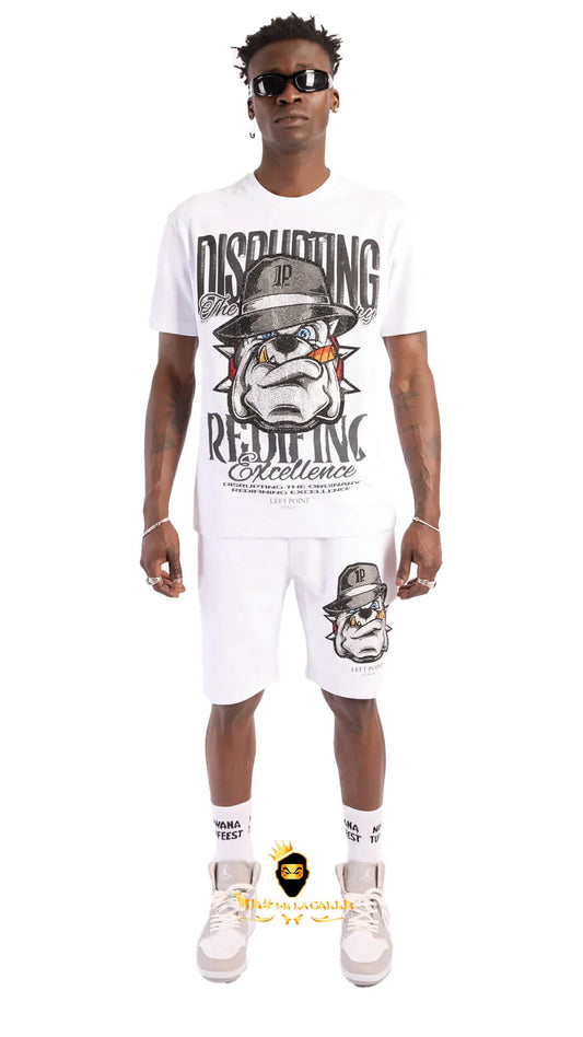 Conjunto Left Point Blanco Pedrería Brillante Bulldog - Rey De La Calle