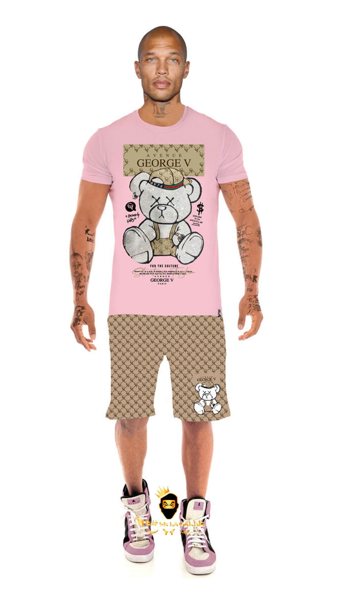 Conjunto Avenue George V Paris Rosa Pedrería Brillante Oso - Rey De La Calle
