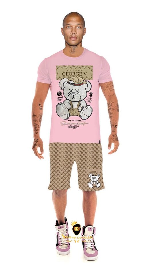 Conjunto Avenue George V Paris Rosa Pedrería Brillante Oso - Rey De La Calle