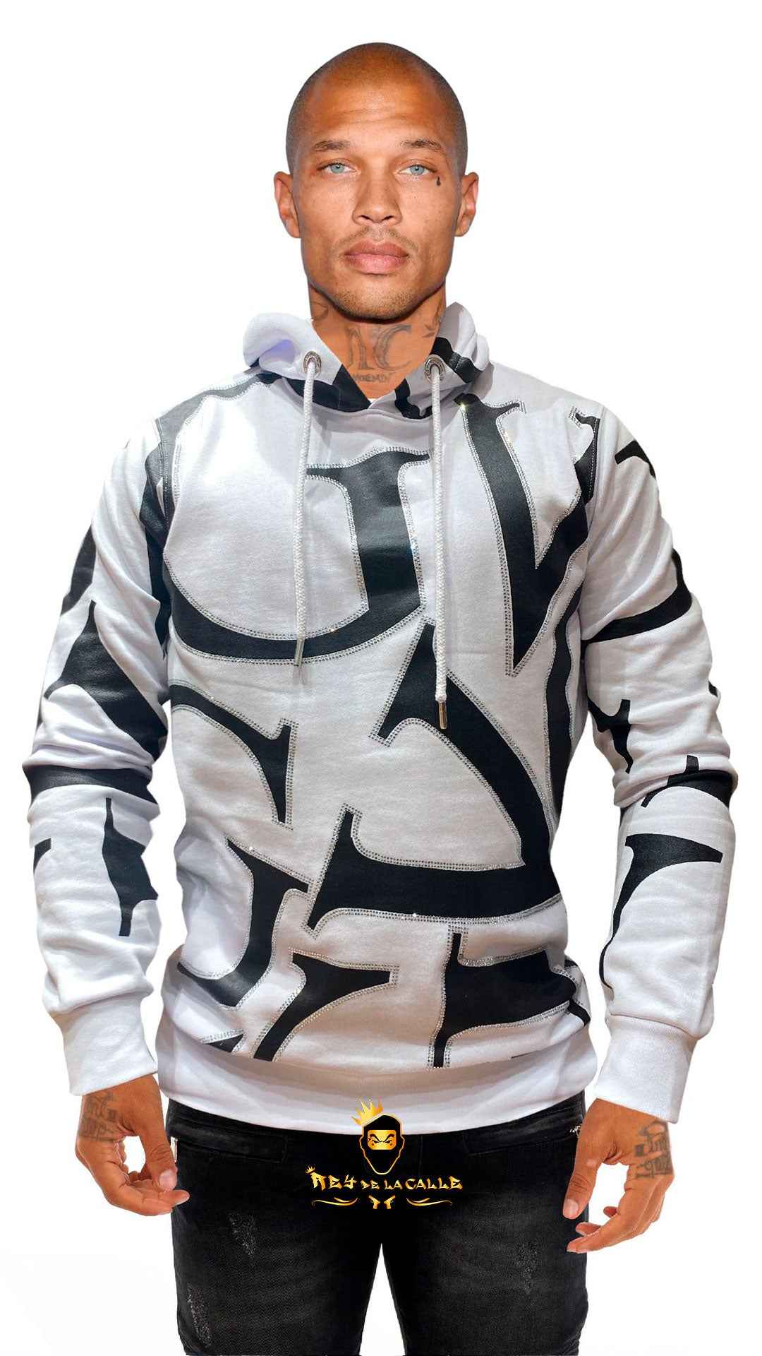 Sudadera Blanca George V Paris Monograma con Capucha y Pedrería – En Oferta