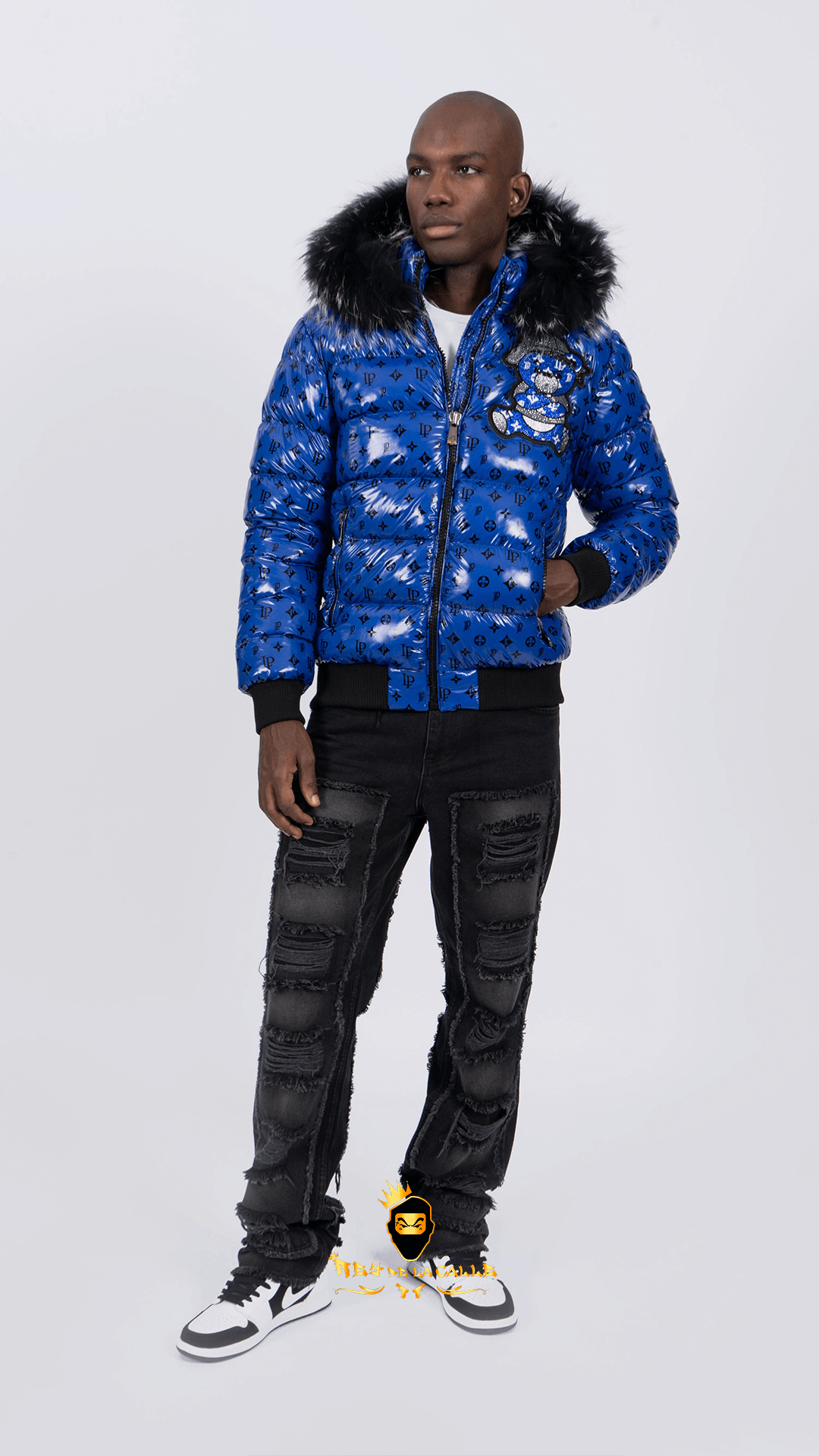 Chaqueta Left Point Azul Pedrería Brillante Oso Azul Gorra Mi tienda