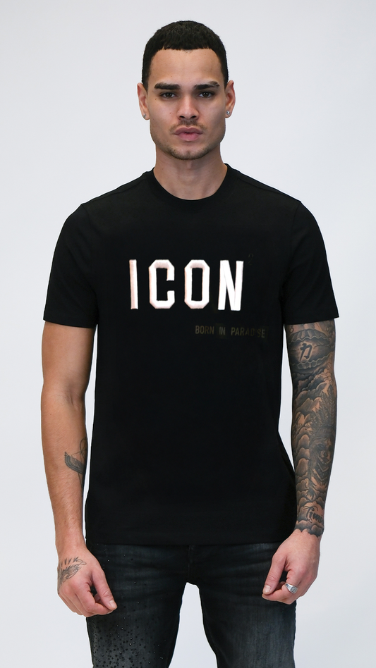 Camiseta ICON Negra logo blanco Rey De La Calle