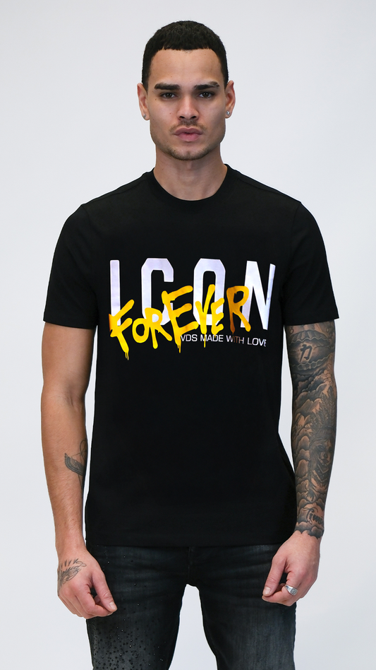 Camiseta Icon Negra Logo Icon forever Rey De La Calle