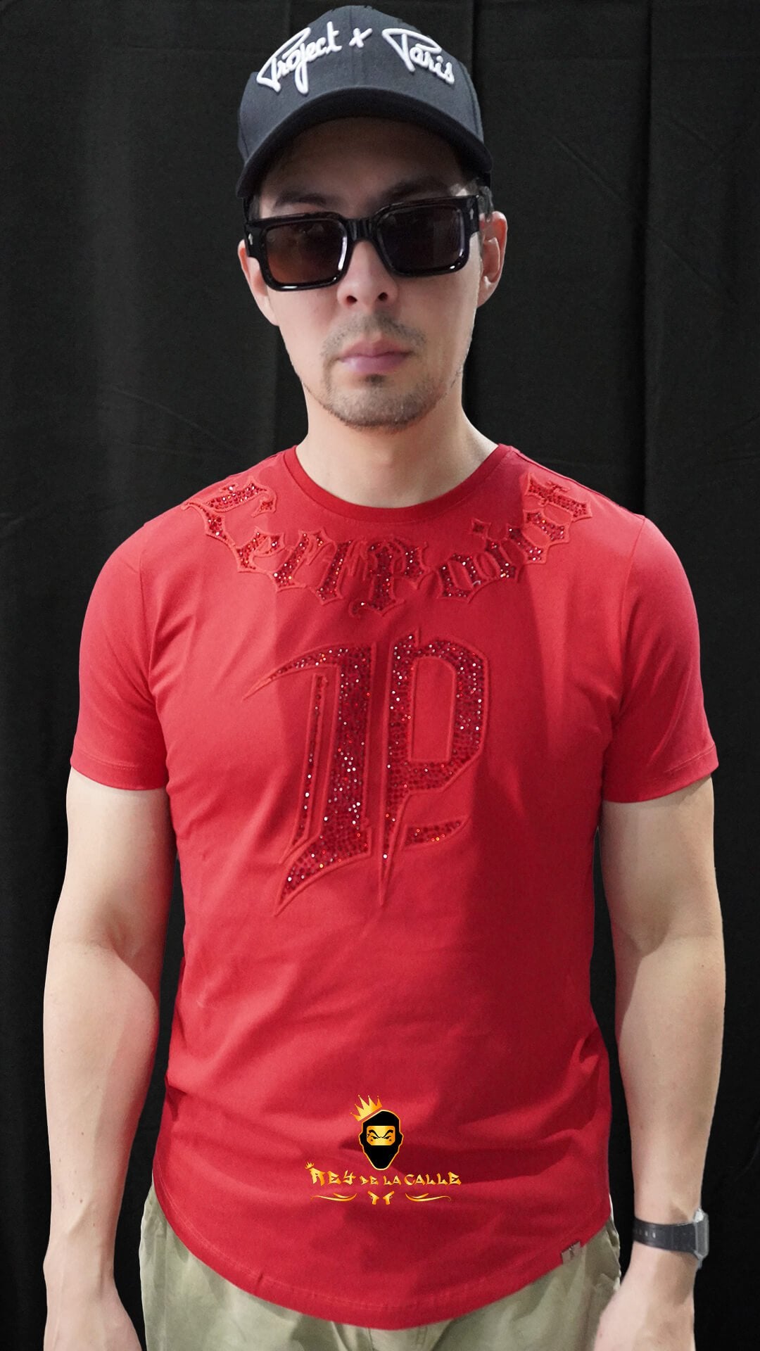 Camiseta Left Point Roja Pedrería Brillante LP - Rey De La Calle