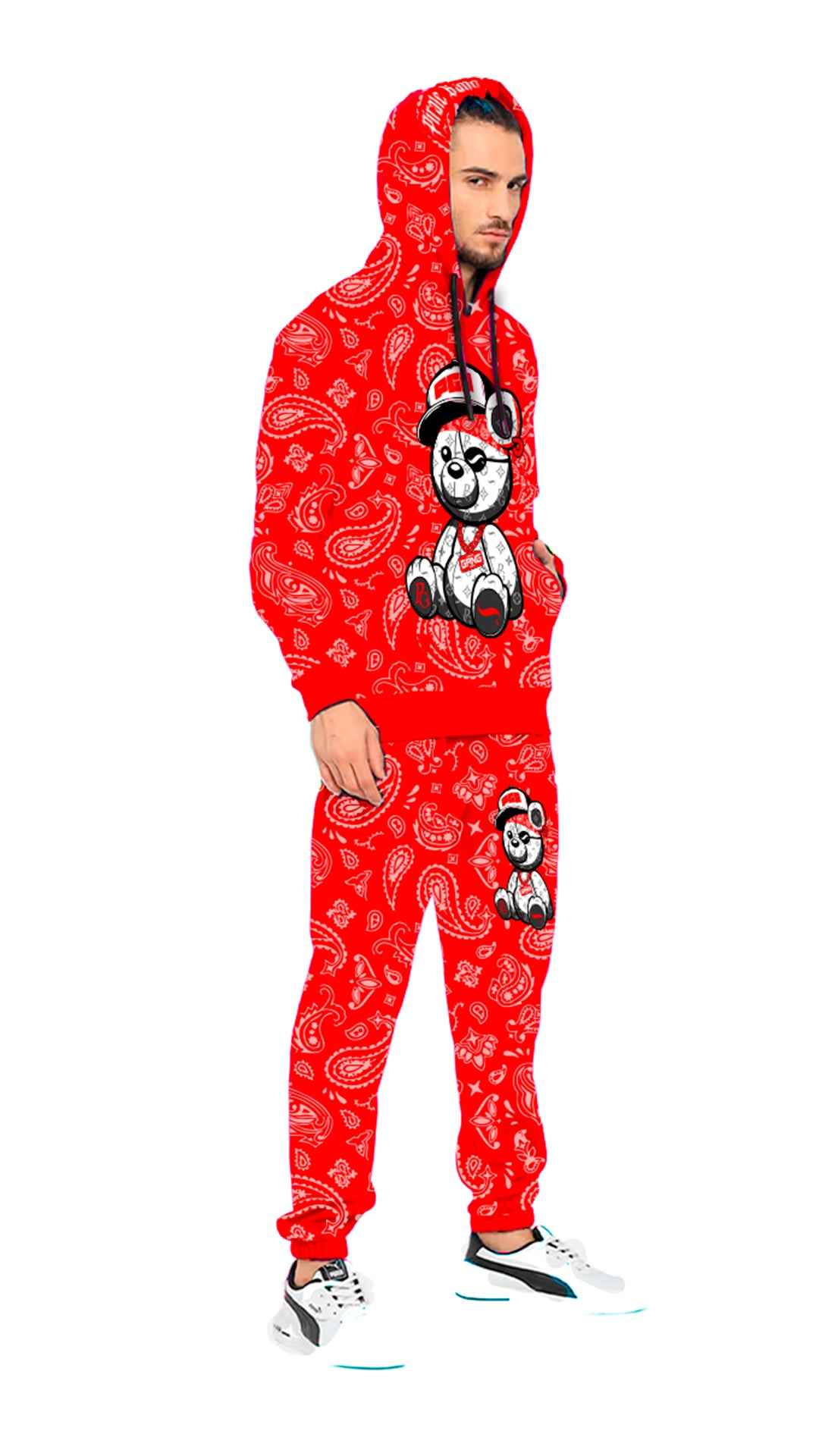 Conjunto Pirate Gang Paris de Chándal Rojo Paisley Oso Bandana con Capucha – En Oferta