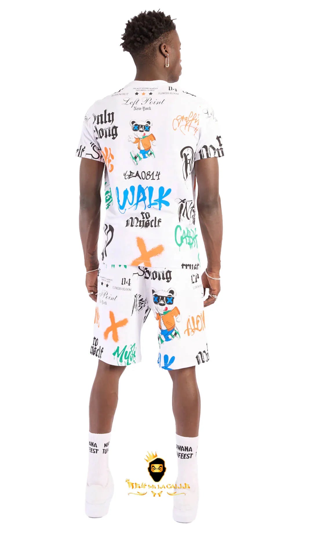 Conjunto Left Point Blanco Pedrería Brillante Oso Trust Nobody - Rey De La Calle