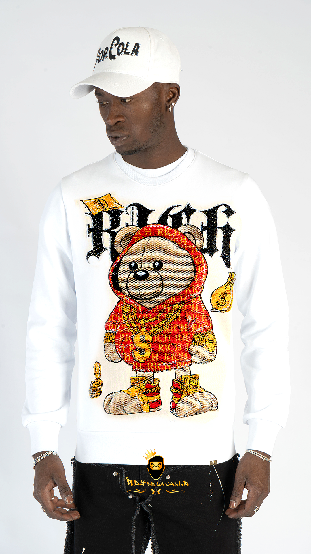 SUDADERA LEFT POINT BLANCA OSITO RICH Rey De La Calle