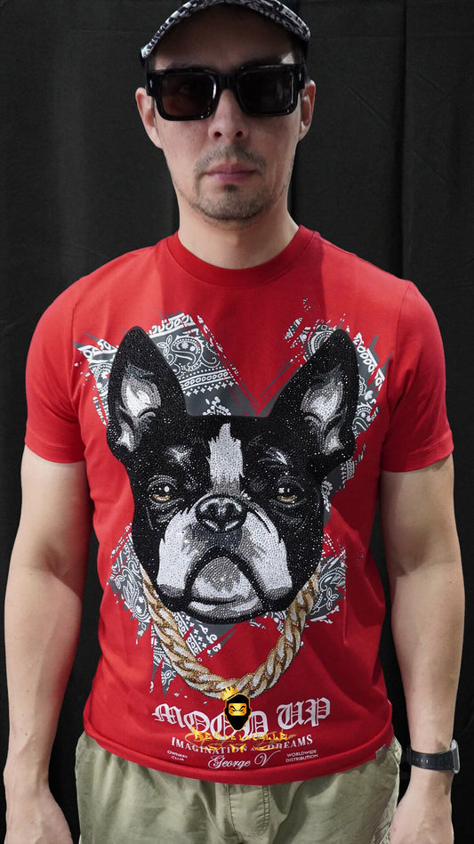 Camiseta Left Point Roja Pedrería Brillante French Bulldog - Rey De La Calle