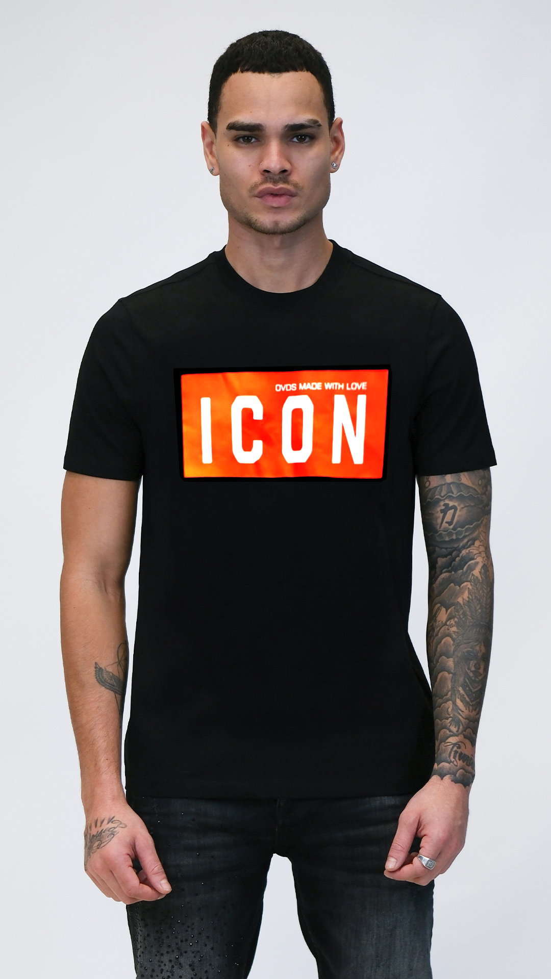 Camiseta Icon Negra Logo Naranja Rey De La Calle