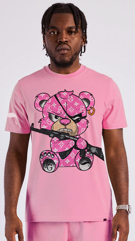 CAMISETA PIRATE GANG PARIS ROSA OSITO ROSA AK47 Rey De La Calle