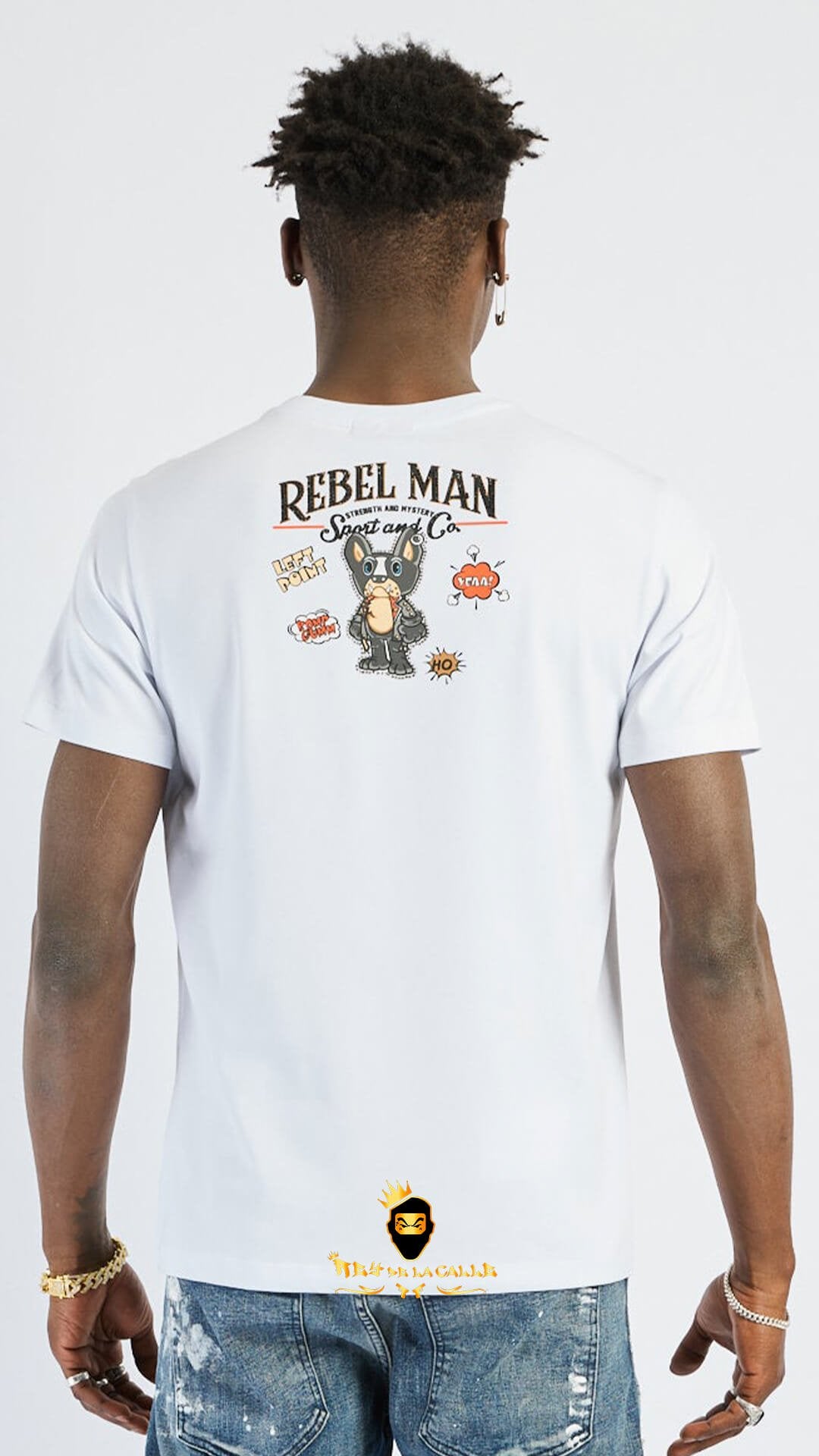 Camiseta Left Point Blanca Pedrería Brillante Rebel Man - Rey De La Calle