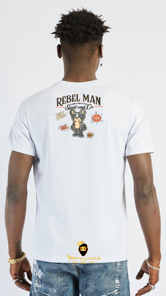 Camiseta Left Point Blanca Pedrería Brillante Rebel Man - Rey De La Calle