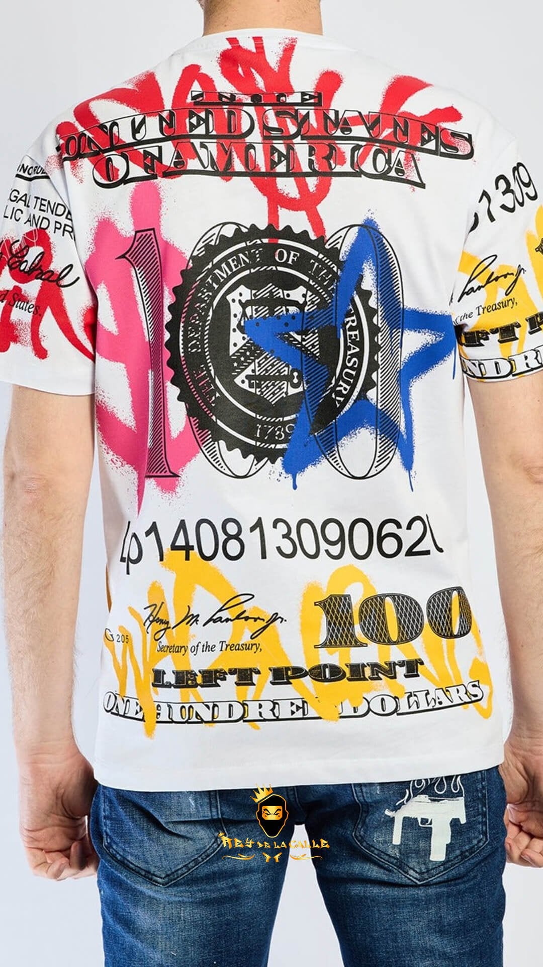Camiseta Left Point Blanca One Hundred Dollars - Rey De La Calle