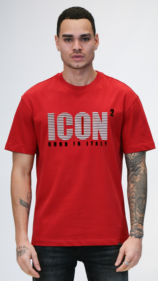 Camiseta Icon Roja logo Blanco Rey De La Calle