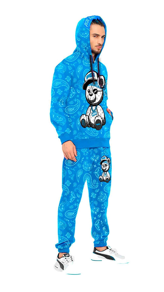 Conjunto Pirate Gang Paris de Chándal Azul Turquesa Paisley Oso Bandana con Capucha – En Oferta