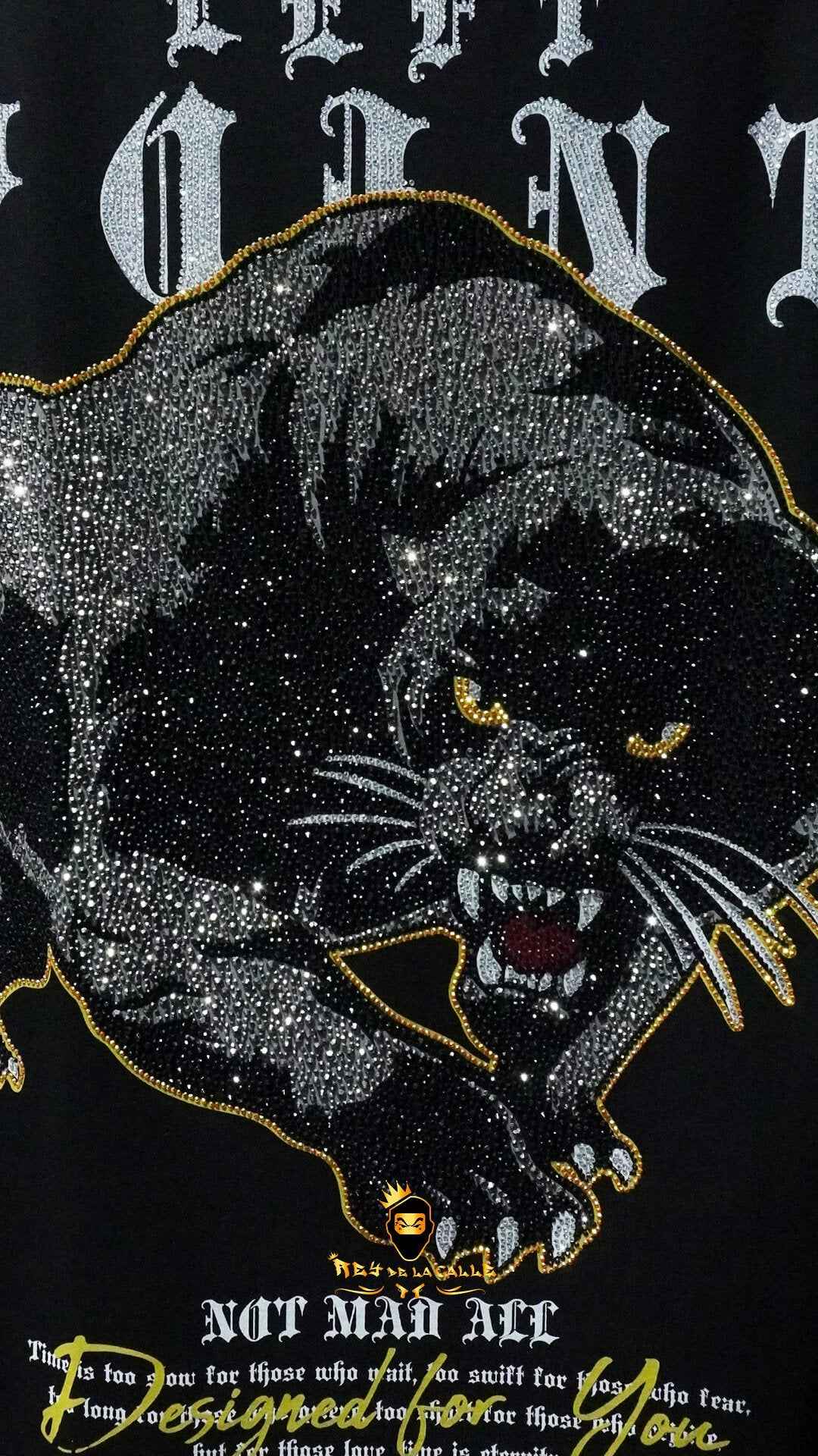 Camiseta Left Point Blanca Pedrería Brillante Pantera