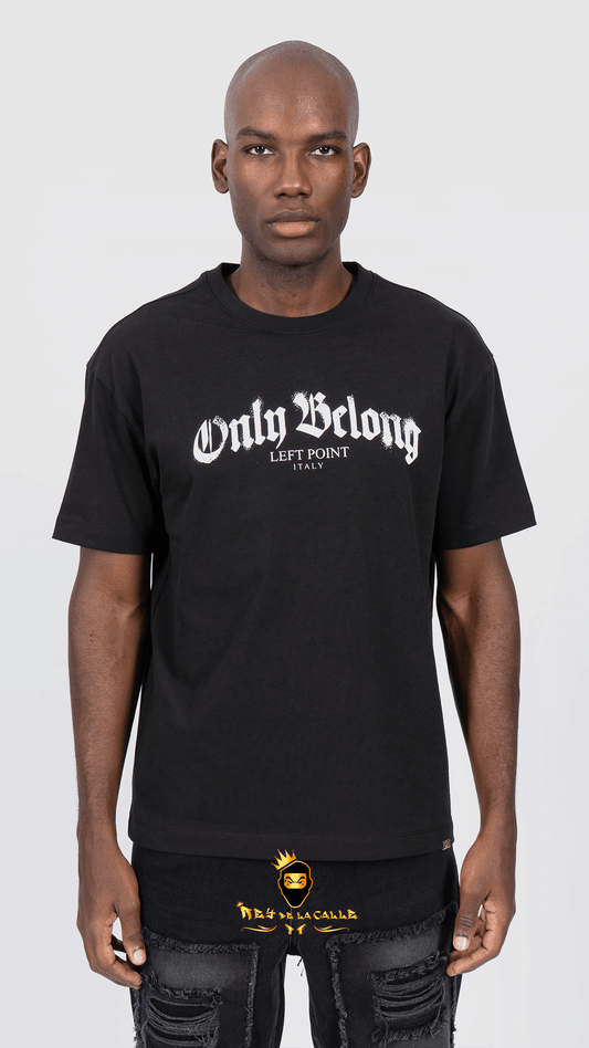 Camiseta Left Point Negra Pedrería Brillante Conejo Only Belong - Rey De La Calle