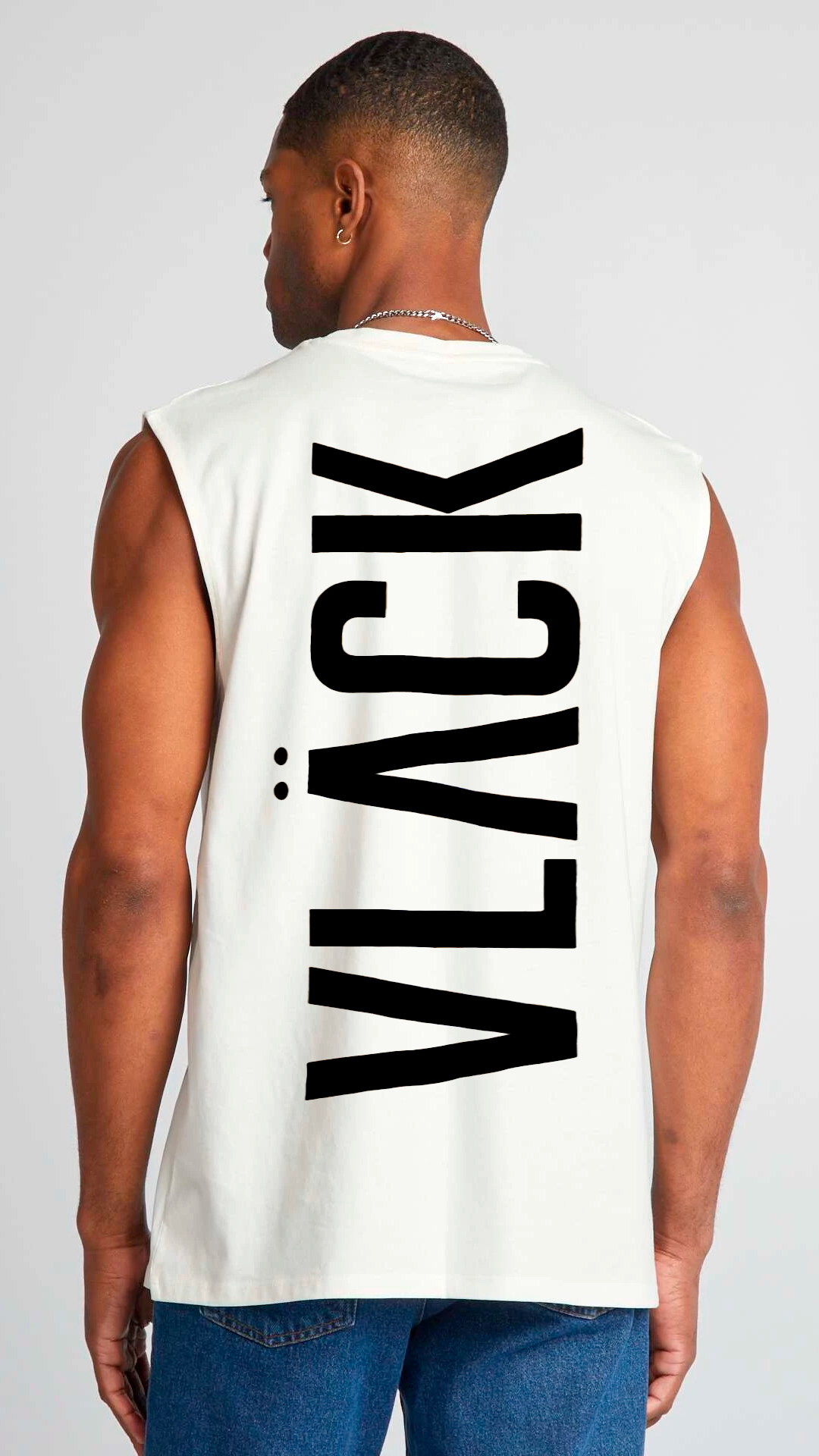 Camiseta Vlack Blanca sin manga Rey De La Calle