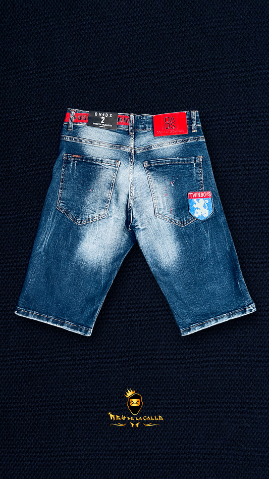Short Pantalón corto Jean OVDS Logo rojo Rey De La Calle