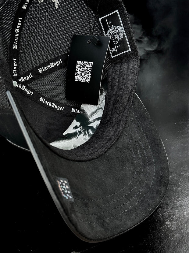 Gorra Black Angel Negra Frontal Cuero Caballo - Rey De La Calle