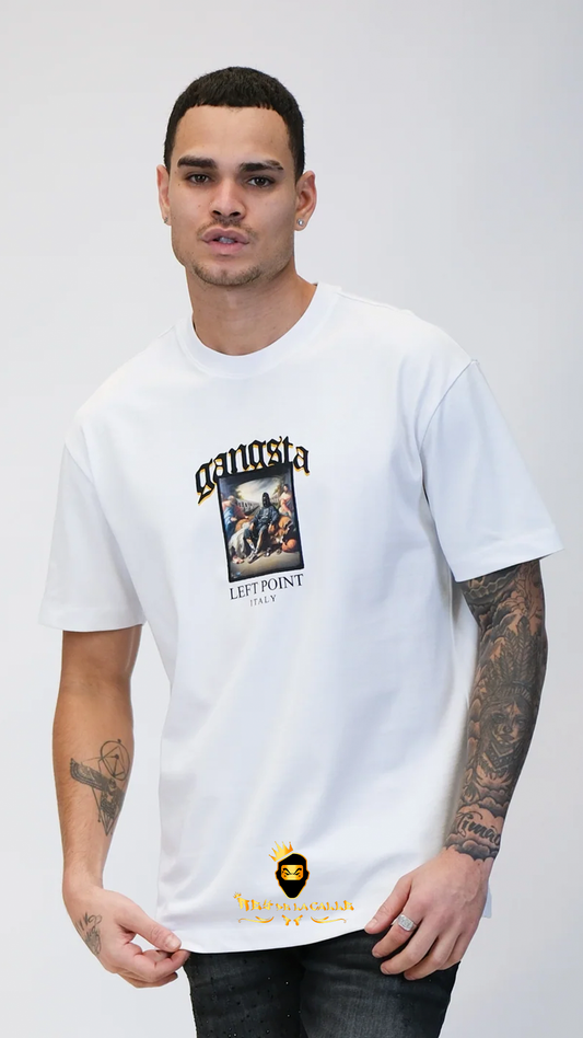 Camiseta Left Point Blanca Terciopelo y Pedreria Brillante Always Perfect - Rey De La Calle