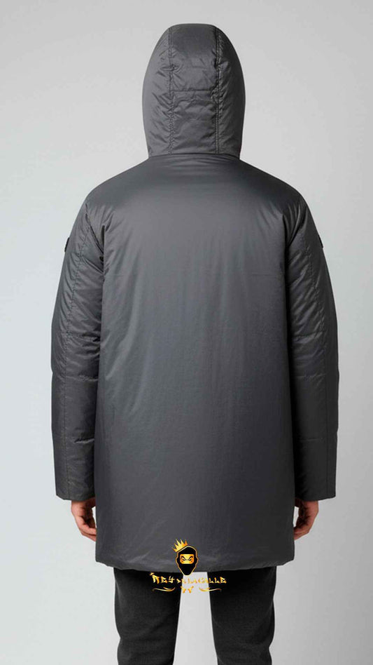 Parka Acolchada Gris Antracita con Capucha para Hombre – En Oferta