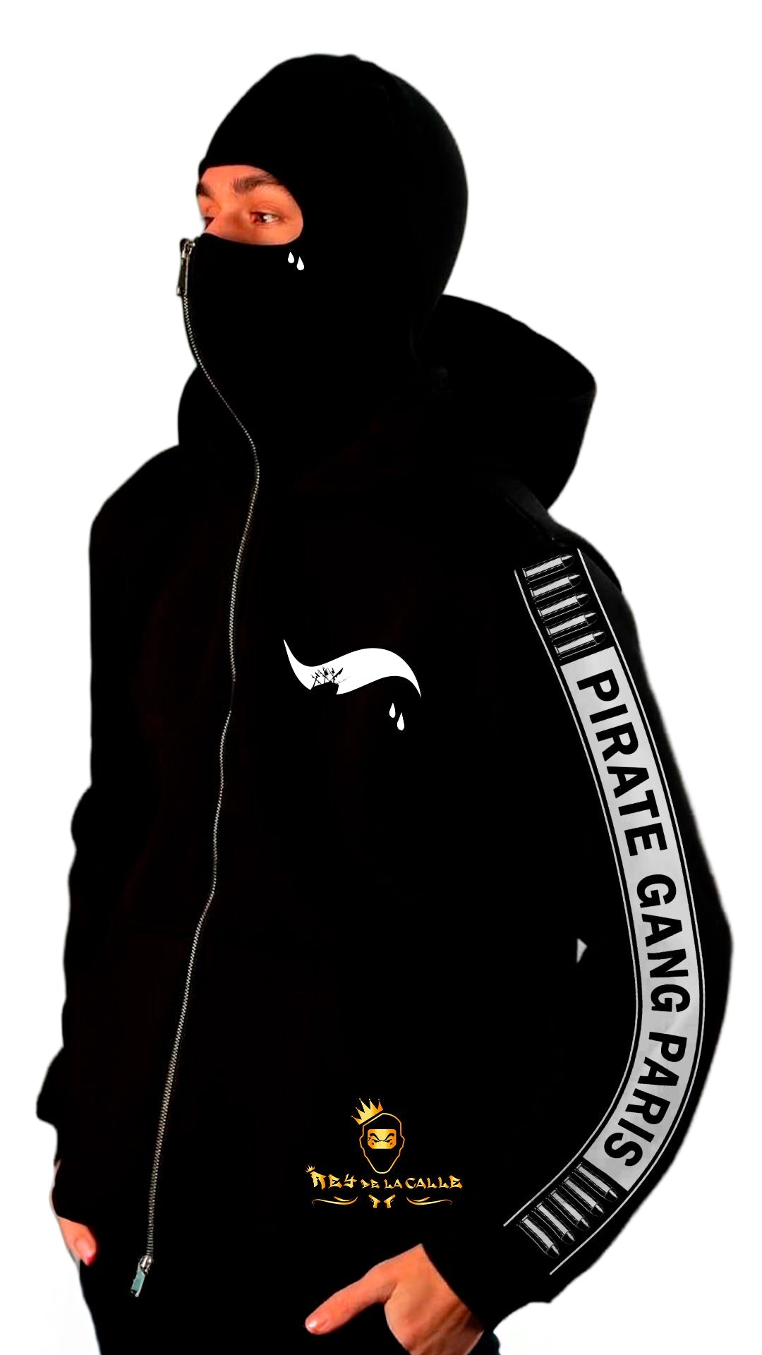 CONJUNTO PIRATE GANG PÀRIS CON HOODIE BALACLAVA, COLOR NEGRO Rey De La Calle