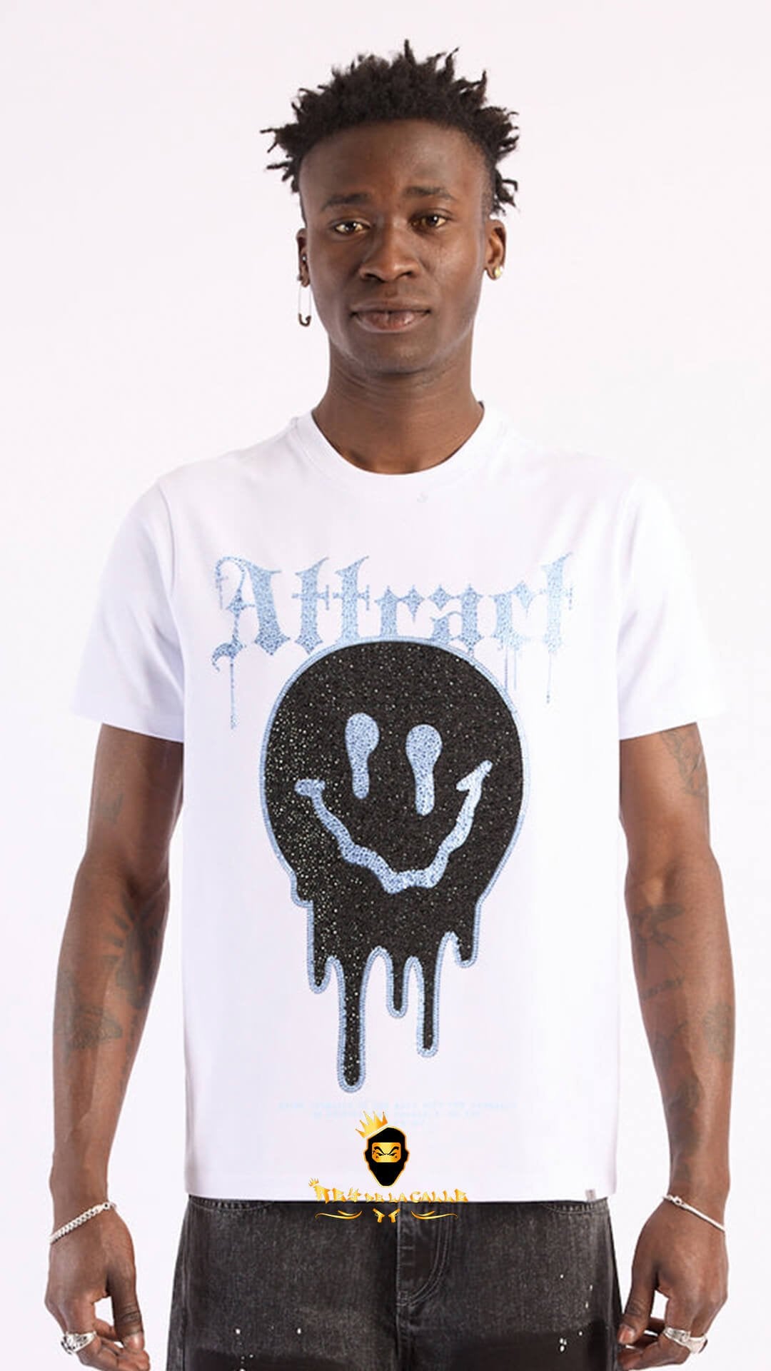 Camiseta Left Point Blanca Pedrería Brillante ATTRACT - Rey De La Calle