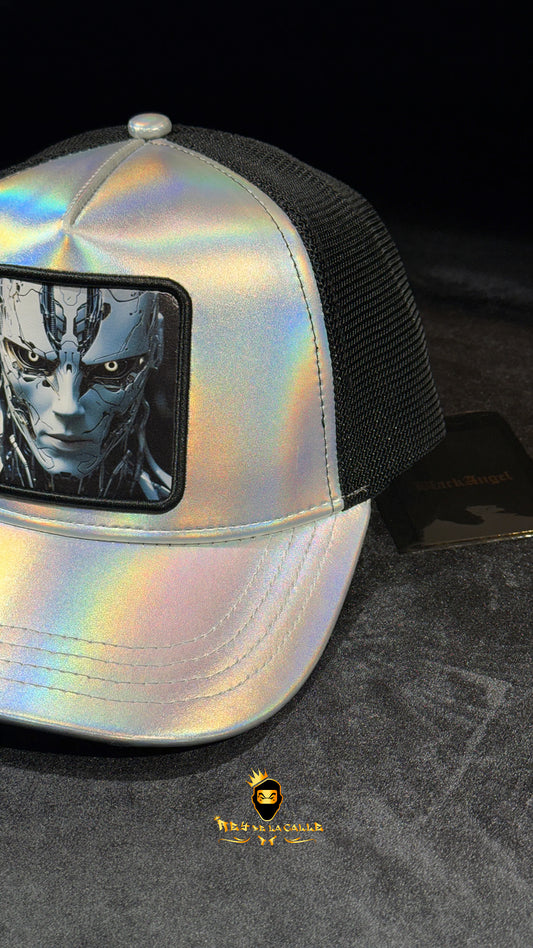 Gorra Blanca Robot Brillo Metalizado Rey De La Calle