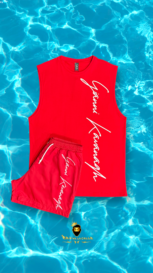 Conjunto Rojo Kavanagh Short y Camiseta sin manga Rey De La Calle