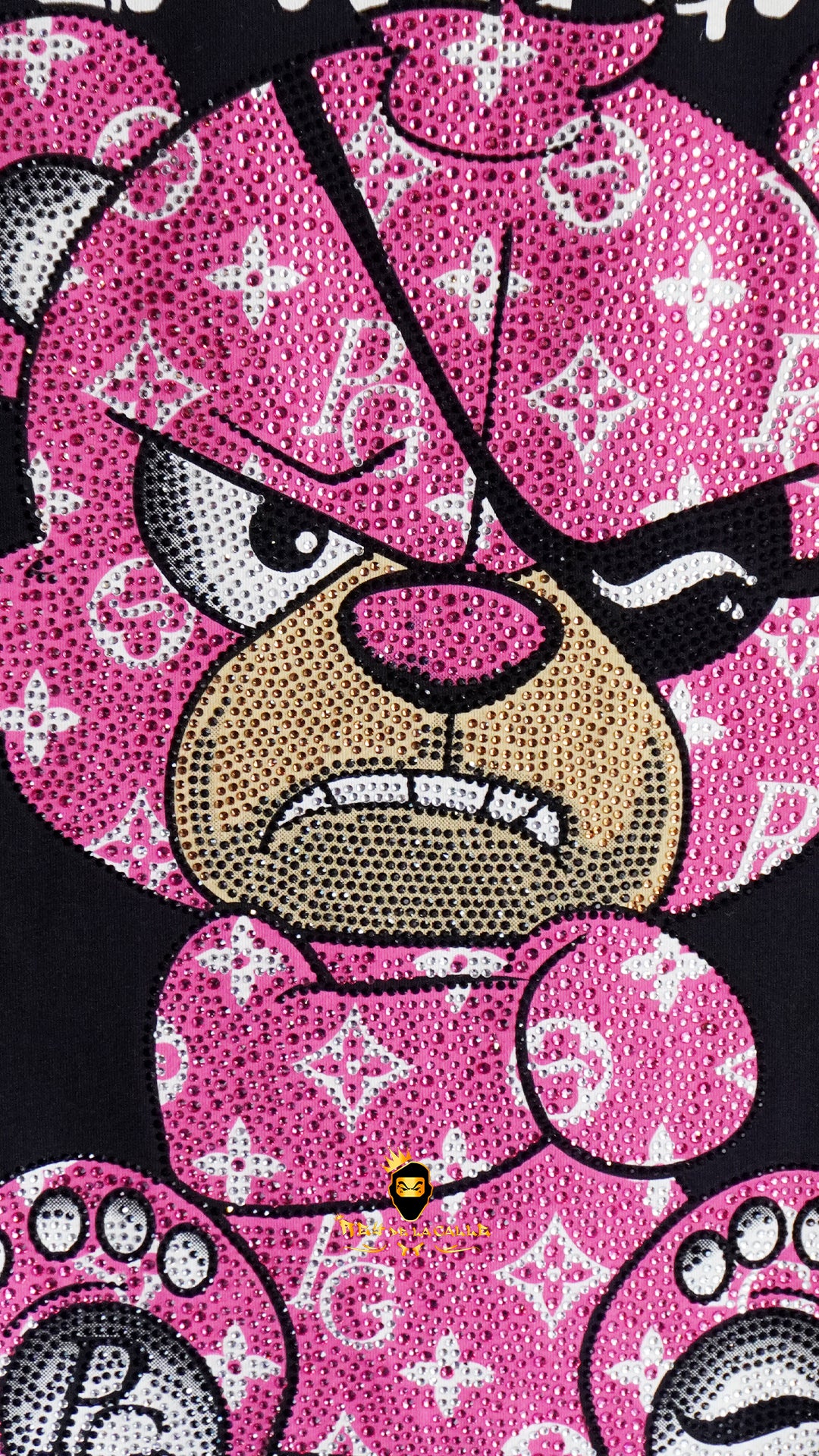 Conjunto Pirate Gang París Negro Pedrería Brillante Oso Rosa - Rey De La Calle