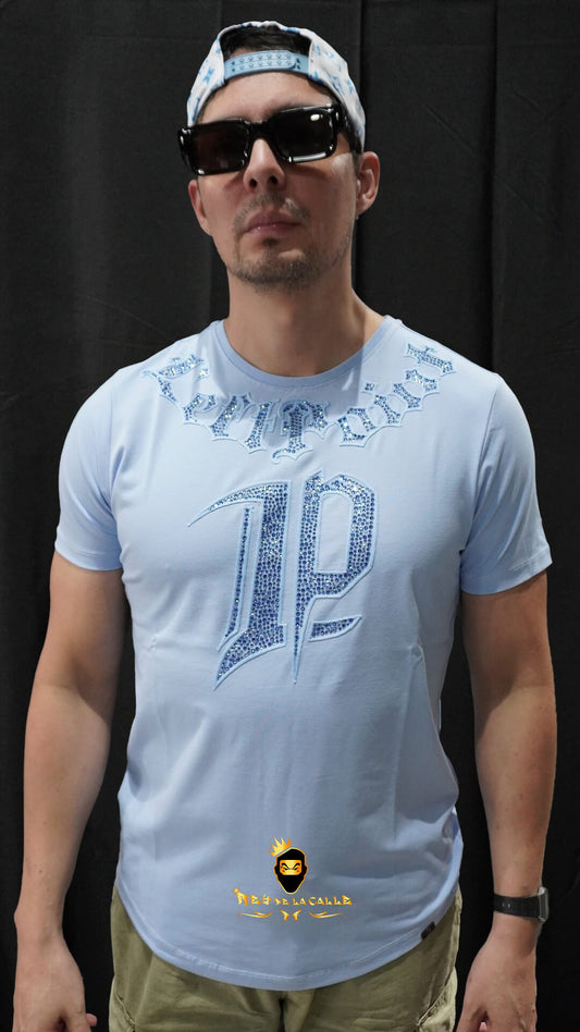 Camiseta Left Point Azul Pedrería Brillante LP - Rey De La Calle