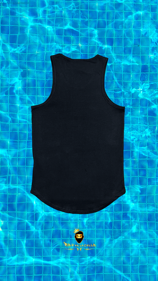 Camiseta Negra tirante sin manga Kavanagh logo rojo Rey De La Calle