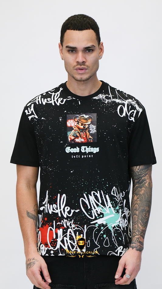 Camiseta Left Point Negra Terciopelo Good Things - Rey De La Calle