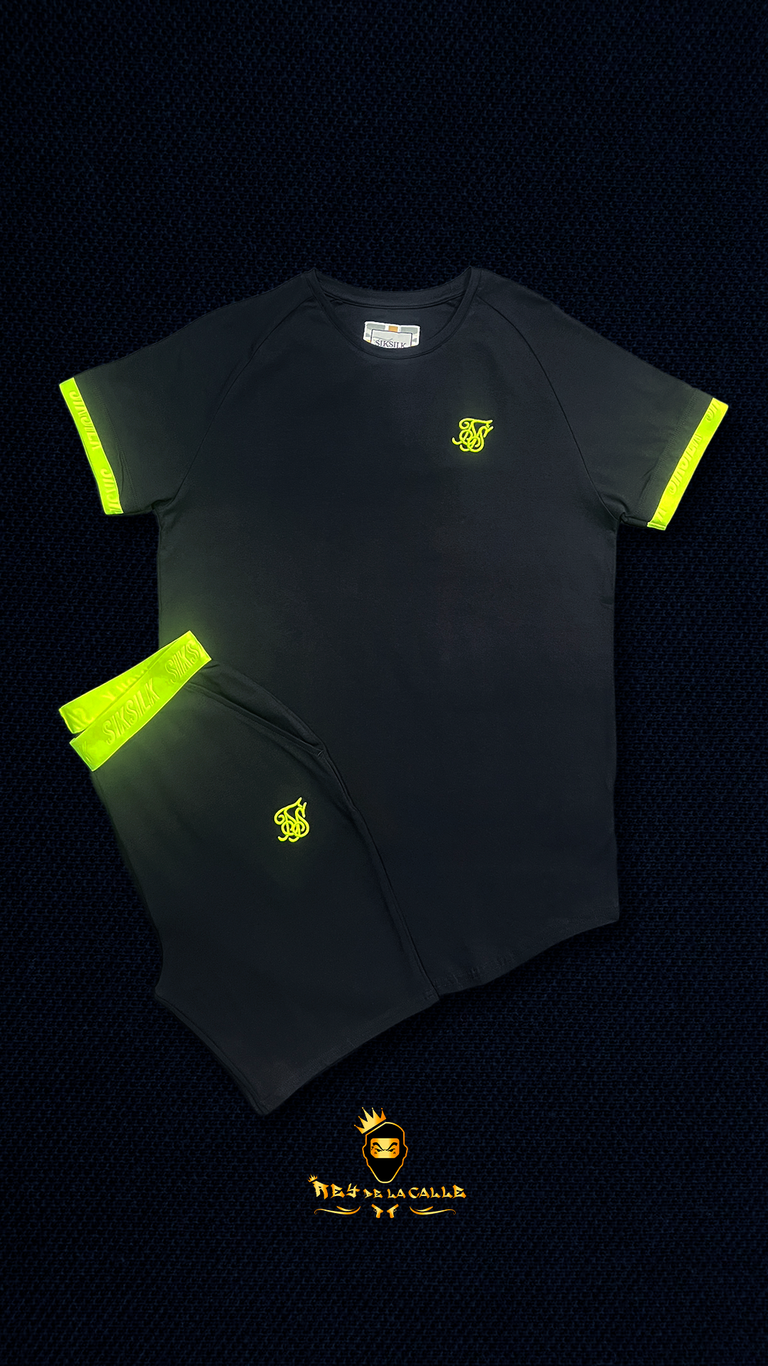 Conjunto Negra Camiseta y Short Siksilk amarillo β Rey De La Calle