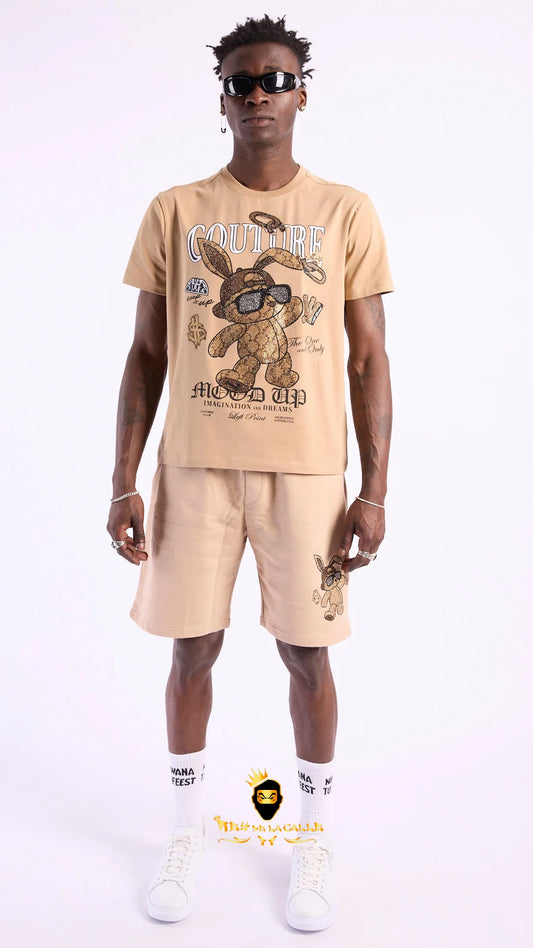 Conjunto Left Point Beige Pedrería Brillante Conejo Couture - Rey De La Calle