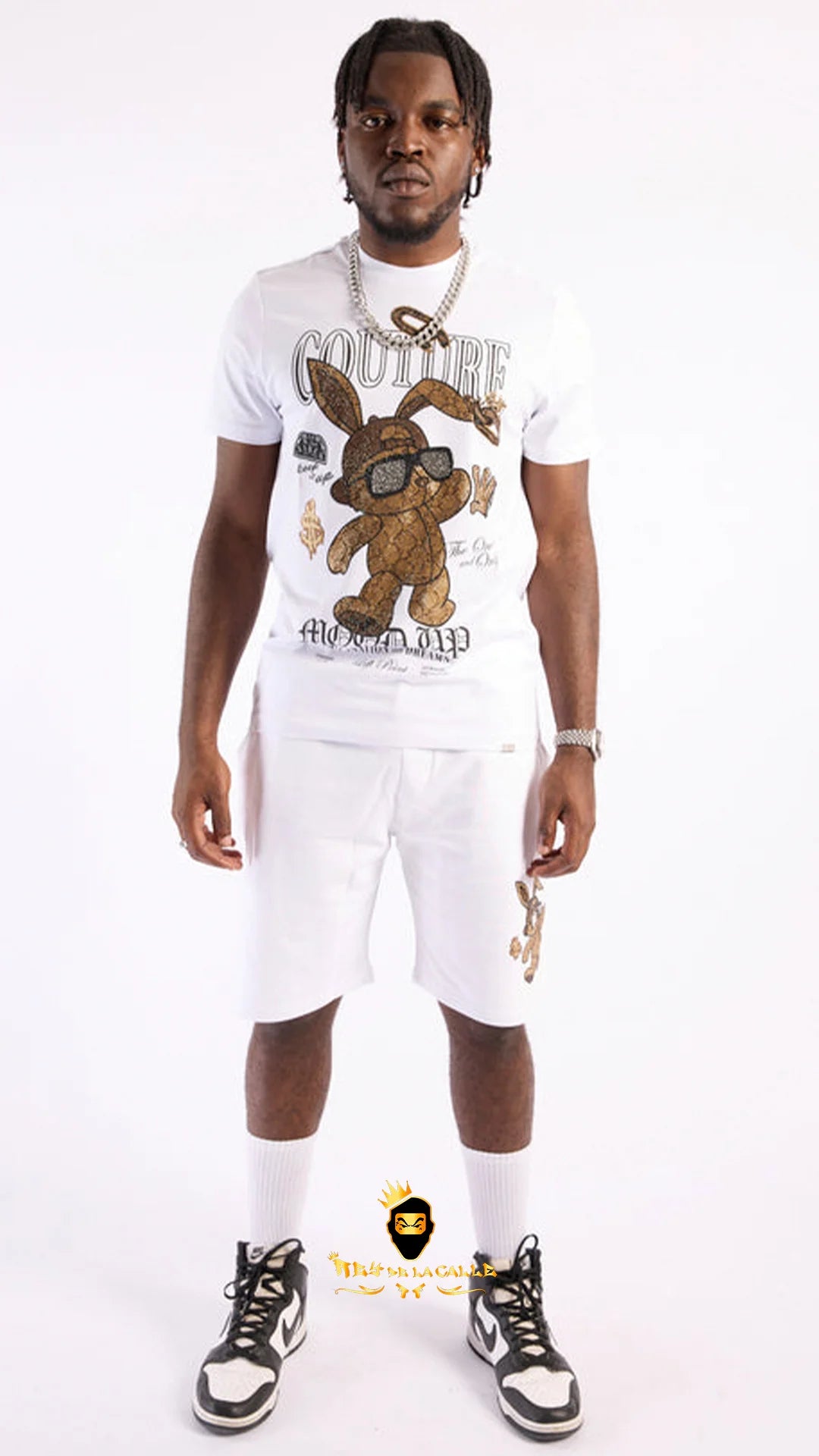 Conjunto Left Point Blanco Pedrería Brillante Conejo Couture - Rey De La Calle