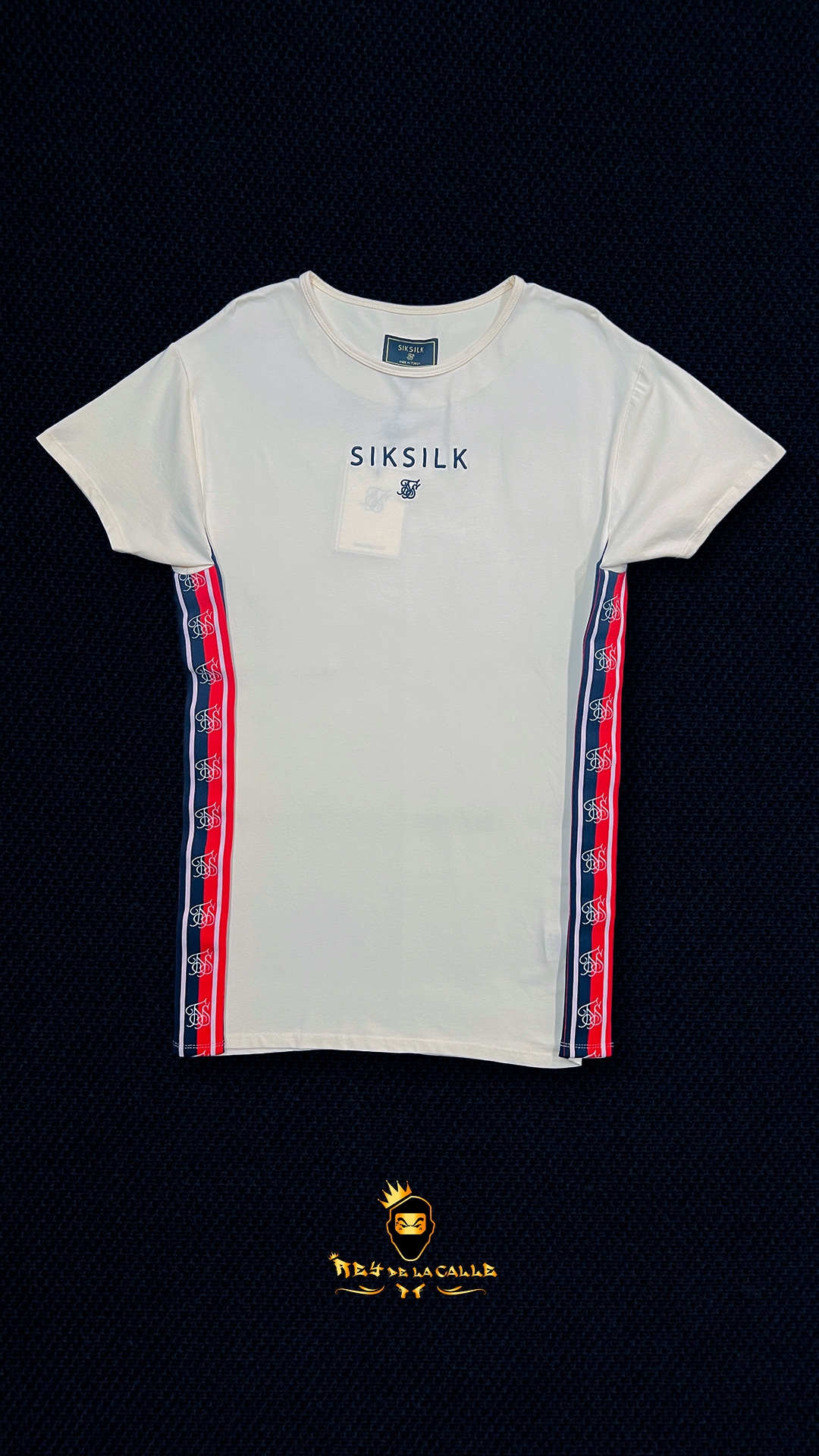 Conjunto Blanco Camiseta y Short Siksilk azul y rojo Rey De La Calle