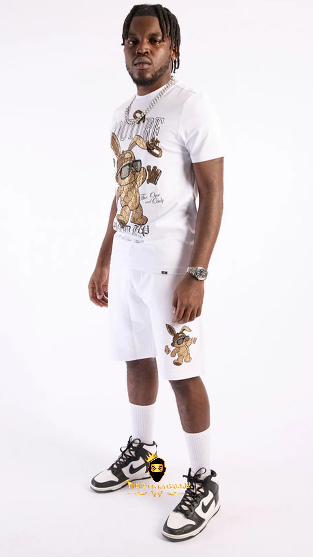 Conjunto Left Point Blanco Pedrería Brillante Conejo Couture - Rey De La Calle