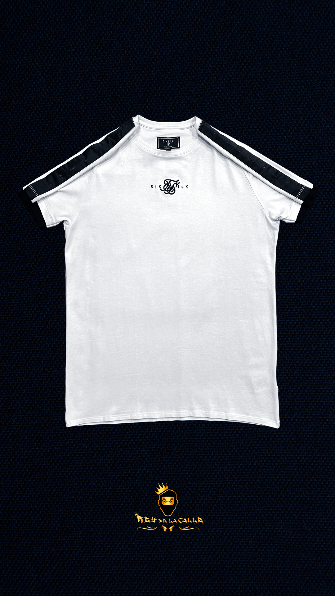 Camiseta Blanca y Negra Siksilk Rey De La Calle