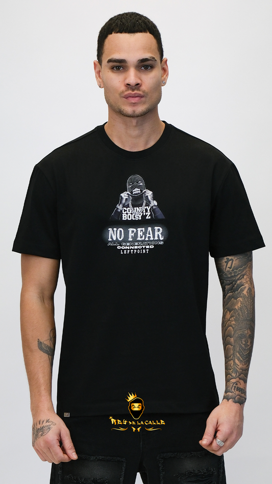 Camiseta Left Point Negra Terciopelo y Pedreria Brillante No Fear - Rey De La Calle