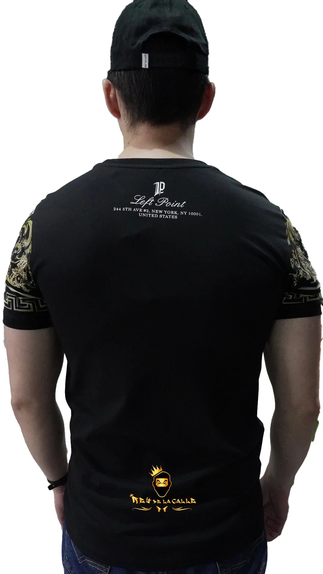 Camiseta Left Point Negra Pedrería Brillante Pantera - Rey De La Calle