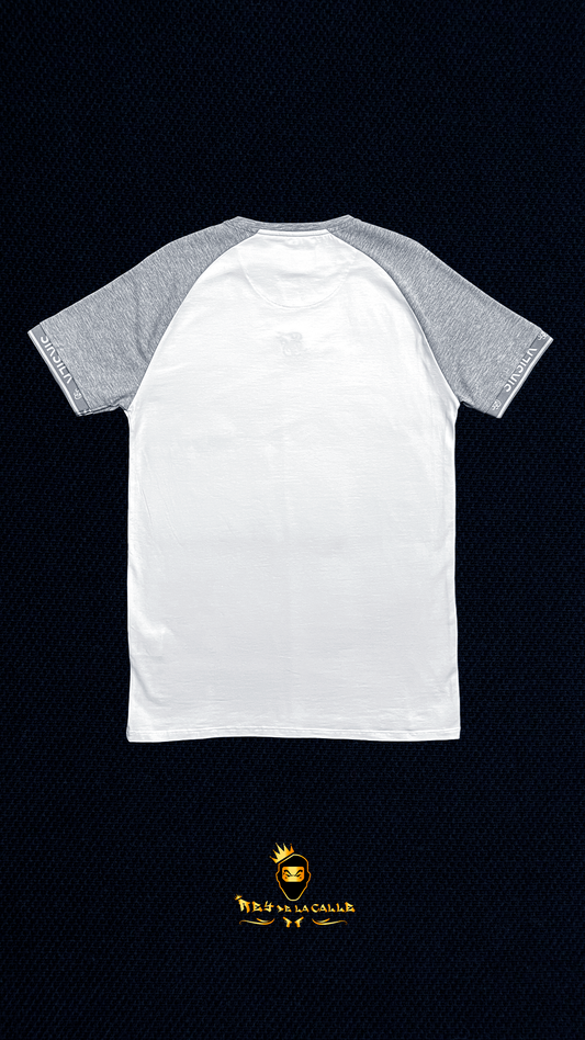 Camiseta Blanca Siksilk mangas grises Rey De La Calle