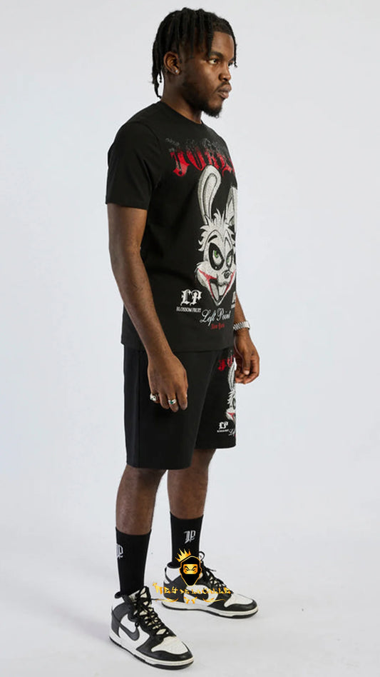 Conjunto Left Point Negro Pedrería Brillante Conejo - Rey De La Calle