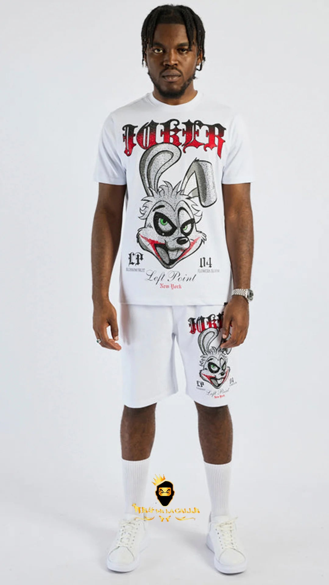 Conjunto Left Point Blanco Pedrería Brillante Conejo - Rey De La Calle