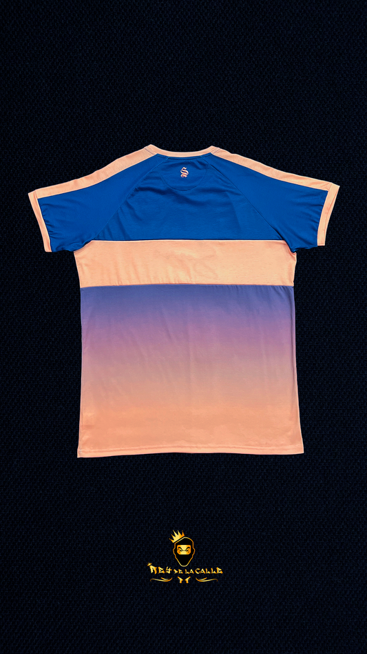 Camiseta azul y dorada Sinner Sattire Degradé Rey De La Calle