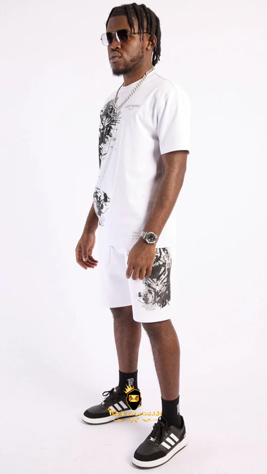 Conjunto Left Point Blanco Pedrería Brillante Tigre - Rey De La Calle