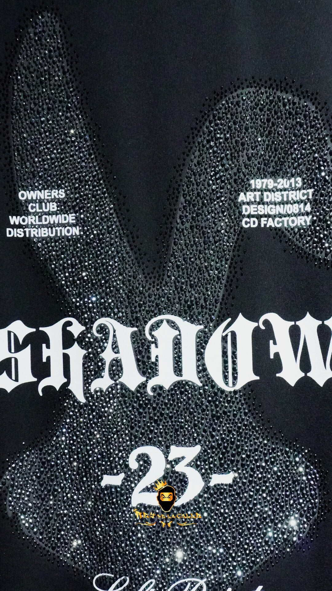 Camiseta Left Point Negra Pedrería Brillante Conejo 23 - Rey De La Calle