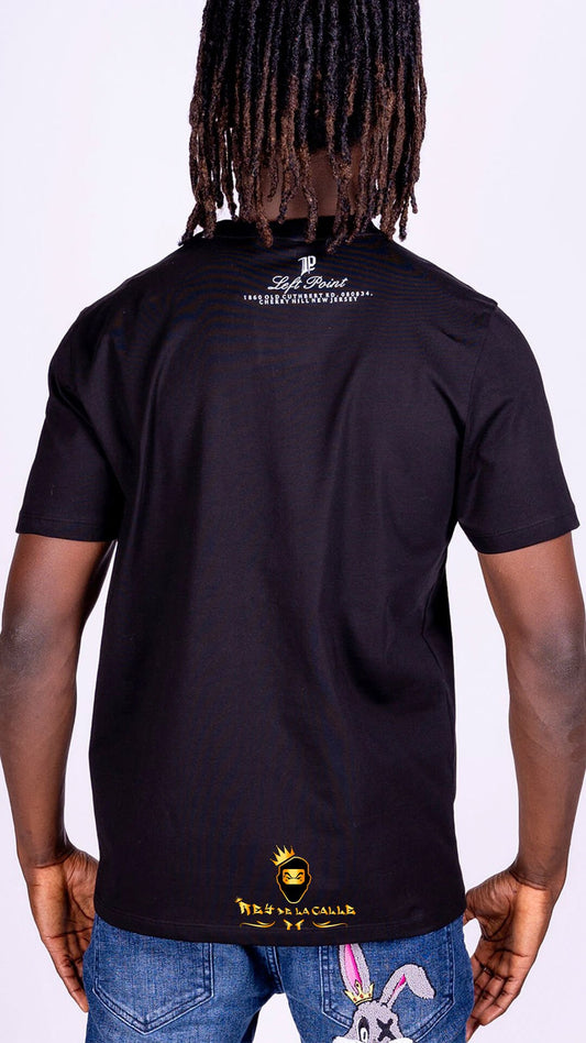 Camiseta Left Point Negra Pedrería Brillante Conejo 23 - Rey De La Calle