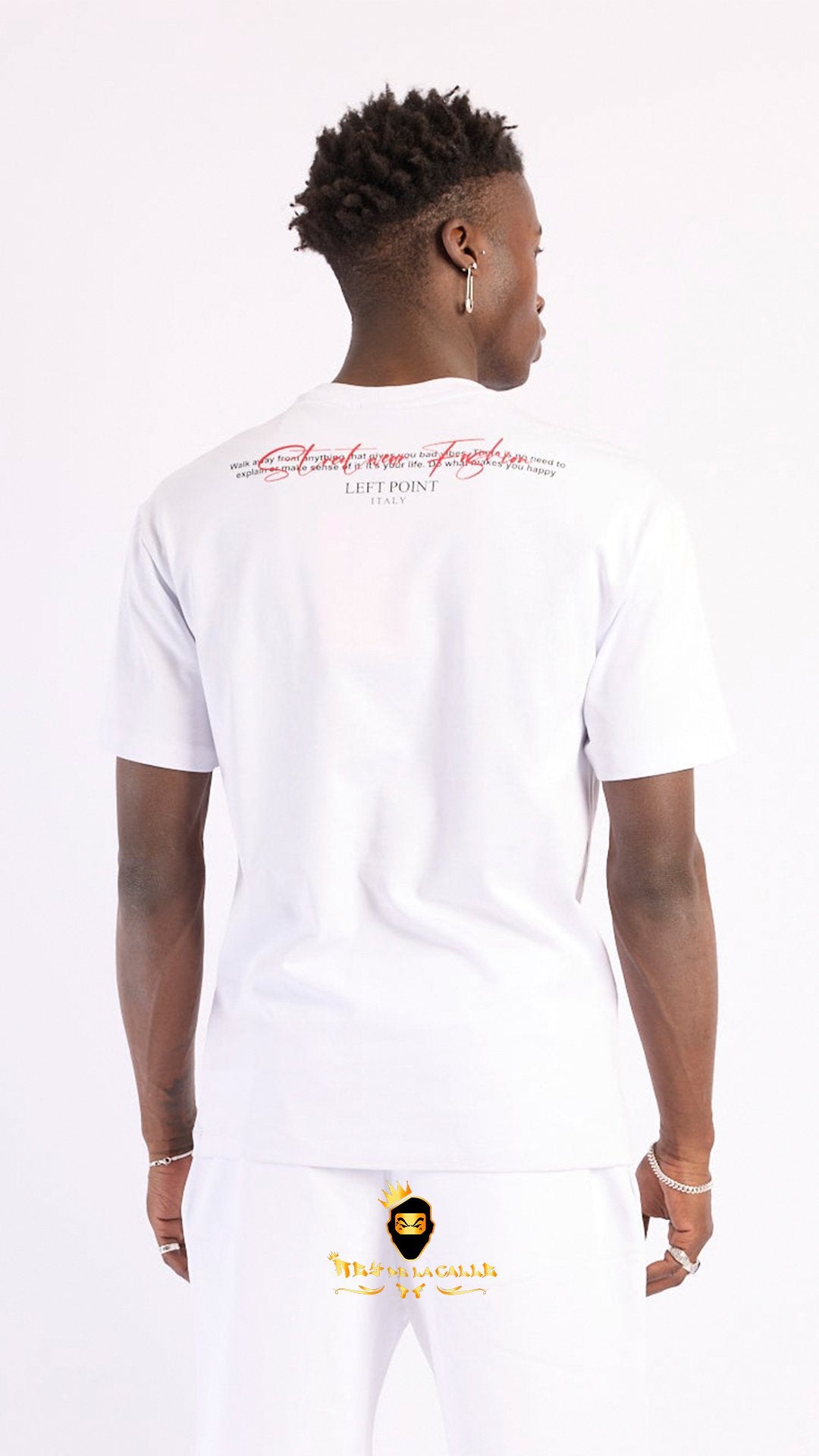 Camiseta Left Point Blanca Pedrería Brillante Bulldog - Rey De La Calle